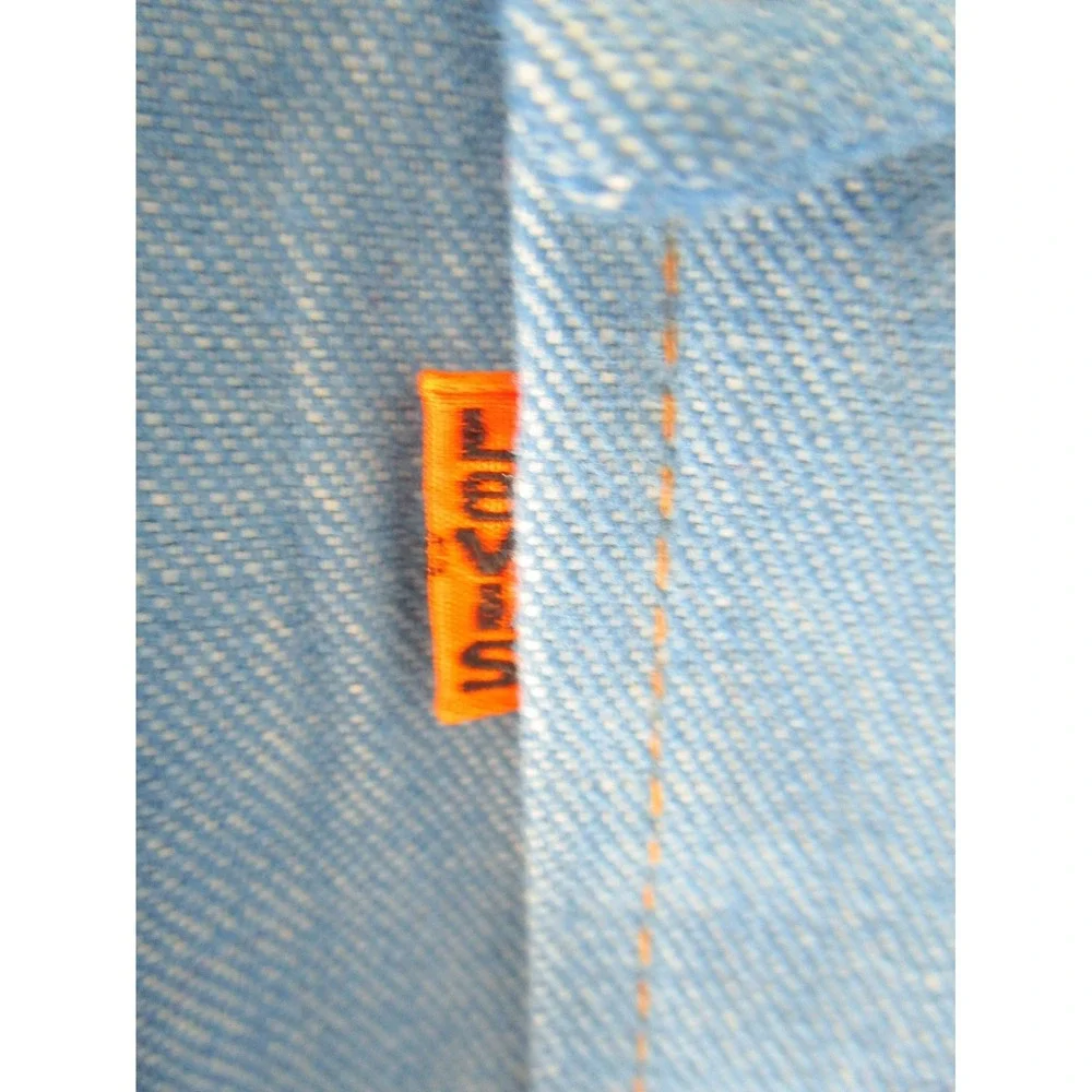 1970's Levi's Wide Leg Womens Medium Denim Pant Shirt Set Orange Tab